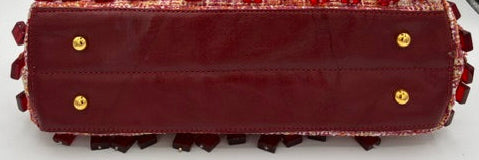 Tweed Handbag with Beaded Fringe